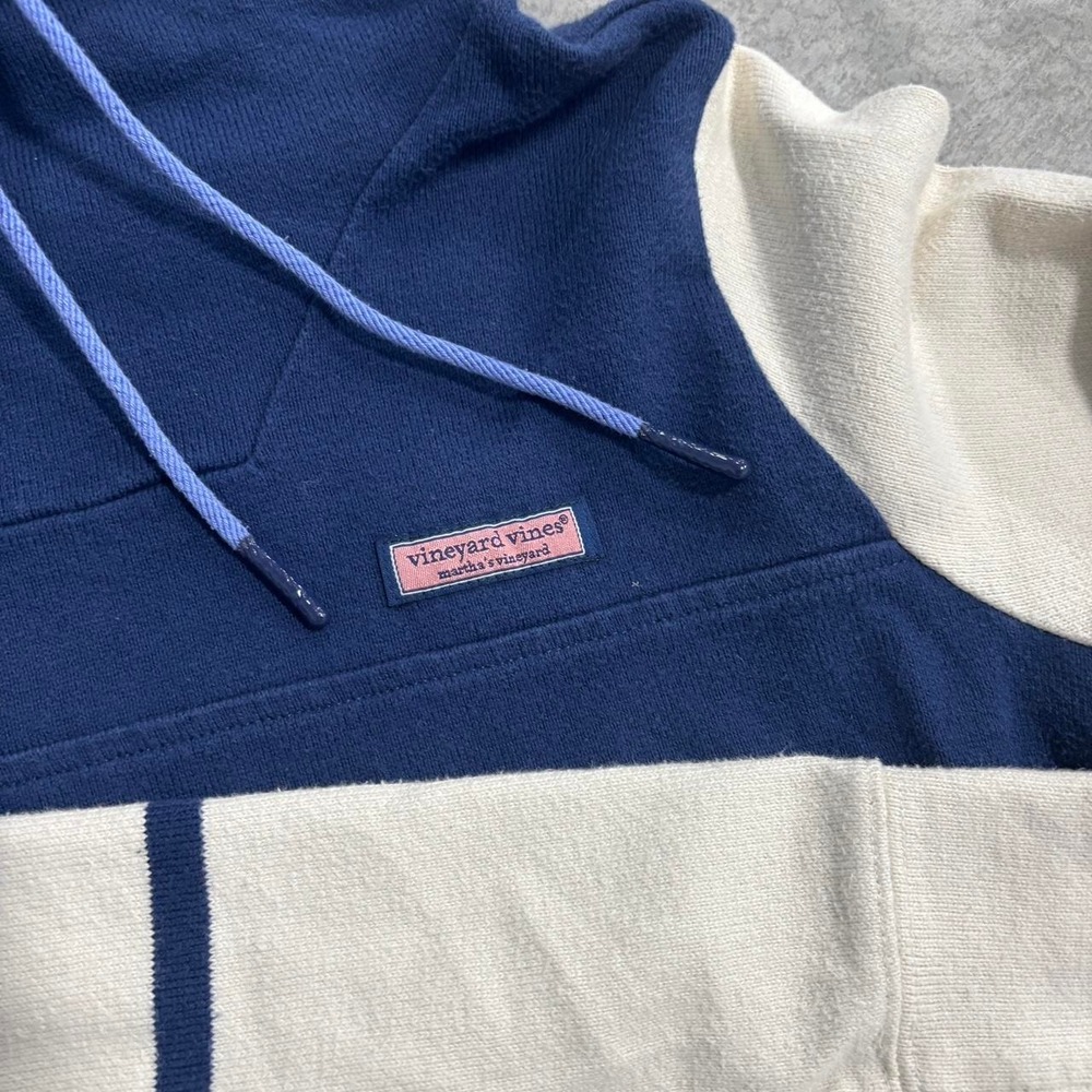 Vineyard Vines White & Navy Striped Mock Neck Pullover Women Size Small - Picture 2 of 6